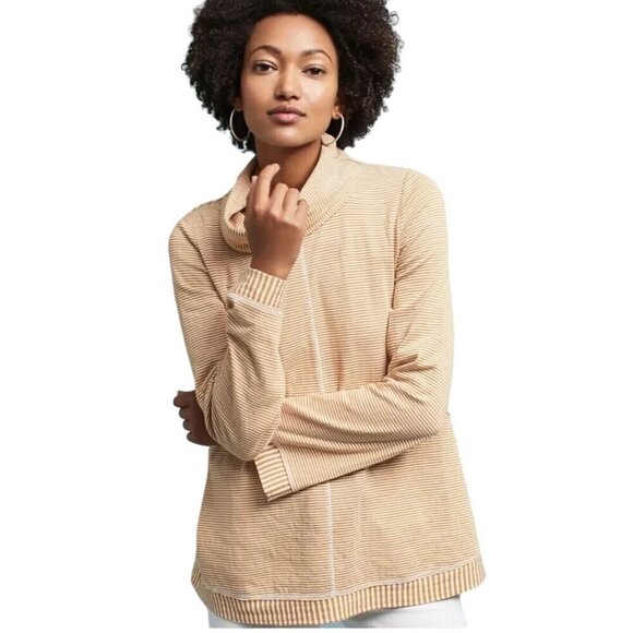 Anthropologie Maeve Tai Cowl Neck Striped Sweater Size S - Picture 4 of 9